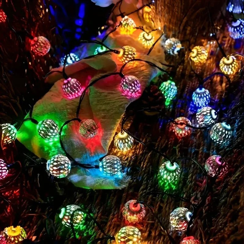 Moroccan Ball Solar String Lights | 20/30/50 LED Outdoor Decor - SunTweet