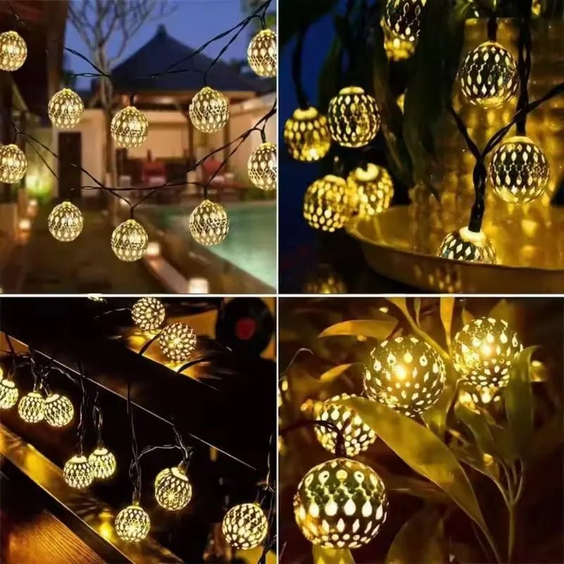 Moroccan Ball Solar String Lights | 20/30/50 LED Outdoor Decor - SunTweet