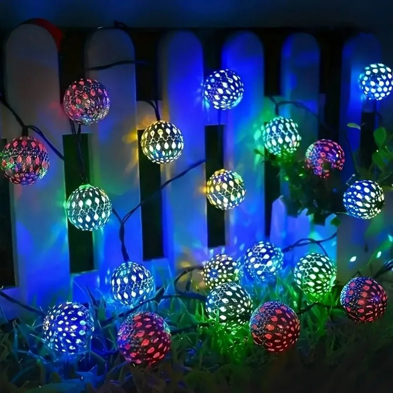 Moroccan Ball Solar String Lights | 20/30/50 LED Outdoor Decor - SunTweet