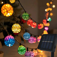 Moroccan Ball Solar String Lights | 20/30/50 LED Outdoor Decor - SunTweet