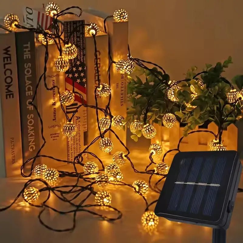 Moroccan Ball Solar String Lights | 20/30/50 LED Outdoor Decor - SunTweet