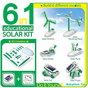 New DIY 6 IN 1 Educational Learning Power Solar Robot Kit