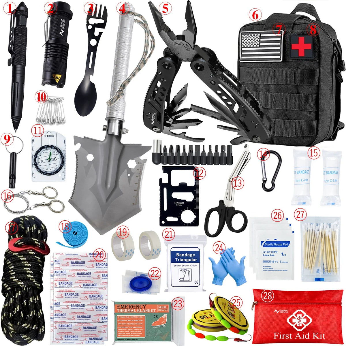 Outdoor Emergency &amp; First Aid Kit with MOLLE Bag - SunTweet