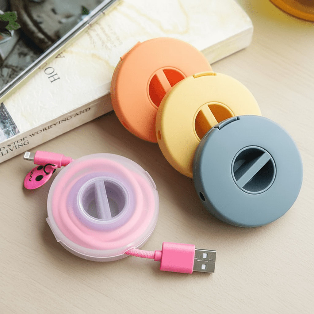 Round Cable Winder | Retractable Charger &amp; Cable Storage Organiser - SunTweet