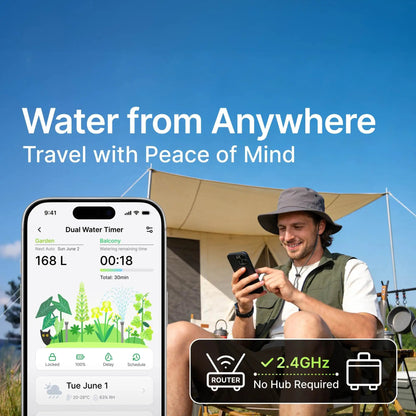 Smart WiFi Solar Sprinkler Timer | 2 - Zone Garden Irrigation Controller with Flow Detection - SunTweet