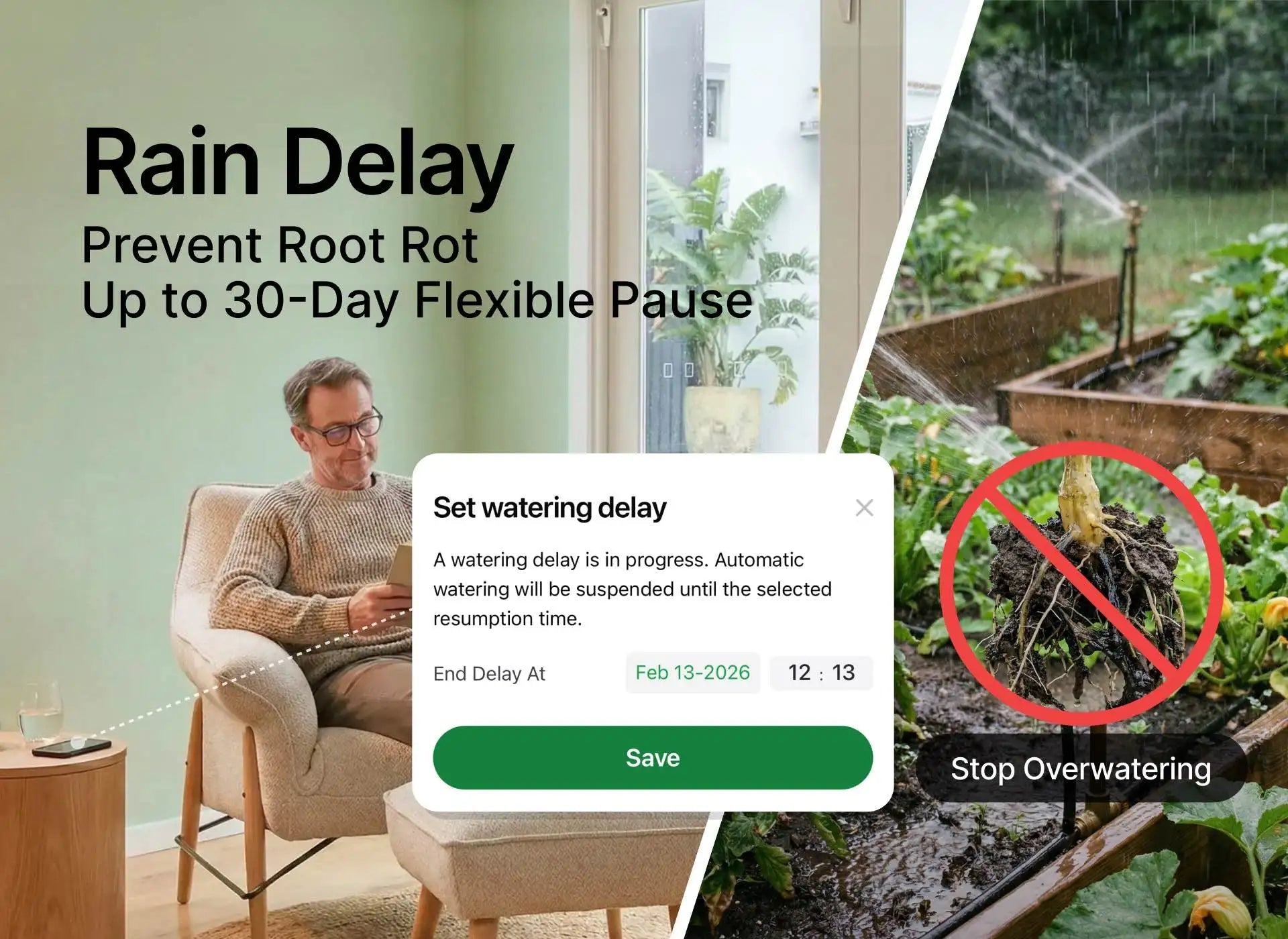 Smart WiFi Solar Sprinkler Timer | 2 - Zone Garden Irrigation Controller with Flow Detection - SunTweet