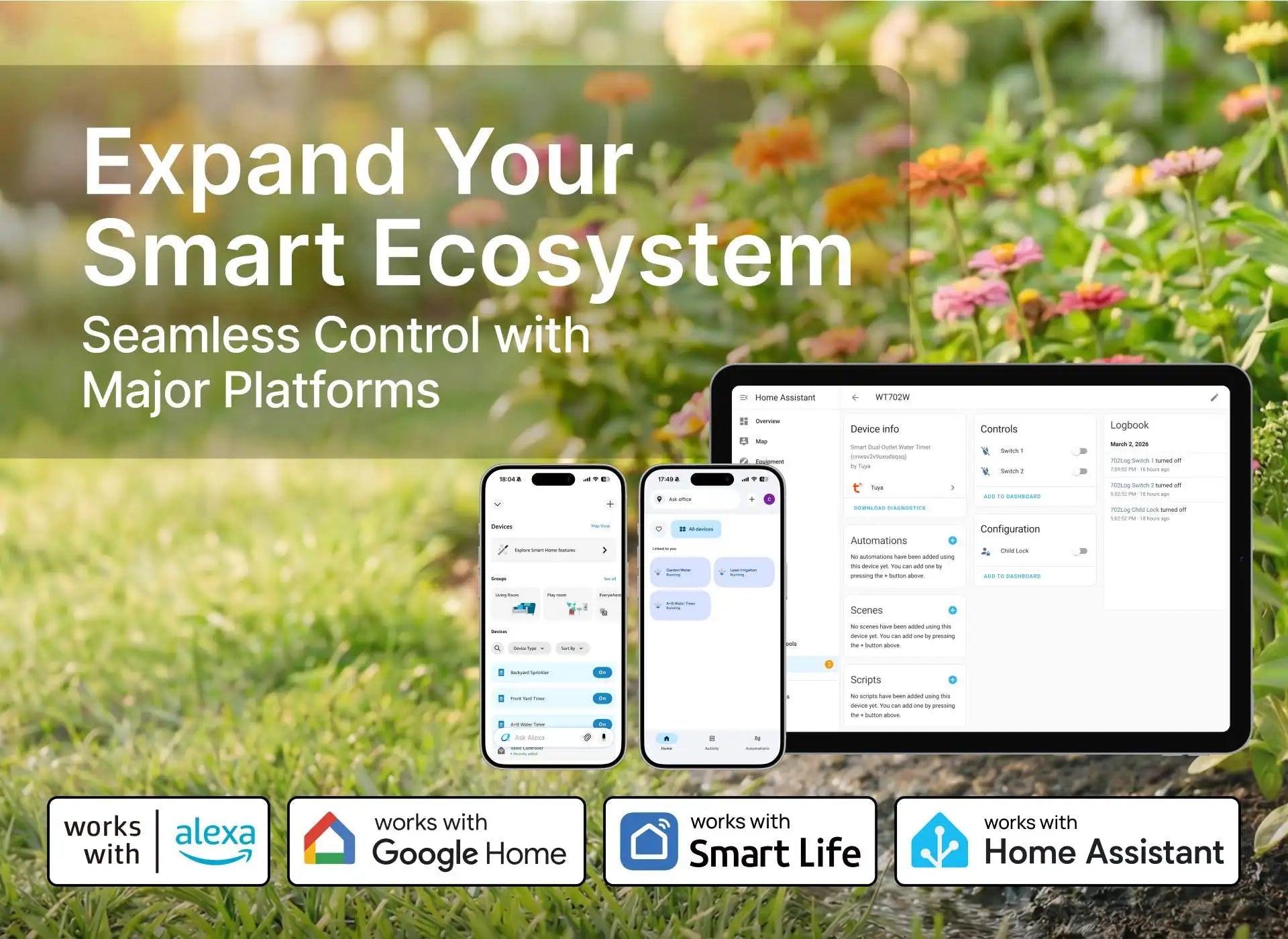 Smart WiFi Solar Sprinkler Timer | 2 - Zone Garden Irrigation Controller with Flow Detection - SunTweet