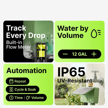 Smart WiFi Solar Sprinkler Timer | 2 - Zone Garden Irrigation Controller with Flow Detection - SunTweet