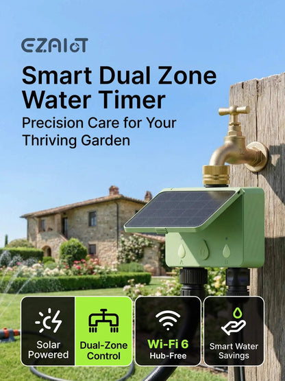 Smart WiFi Solar Sprinkler Timer | 2 - Zone Garden Irrigation Controller with Flow Detection - SunTweet