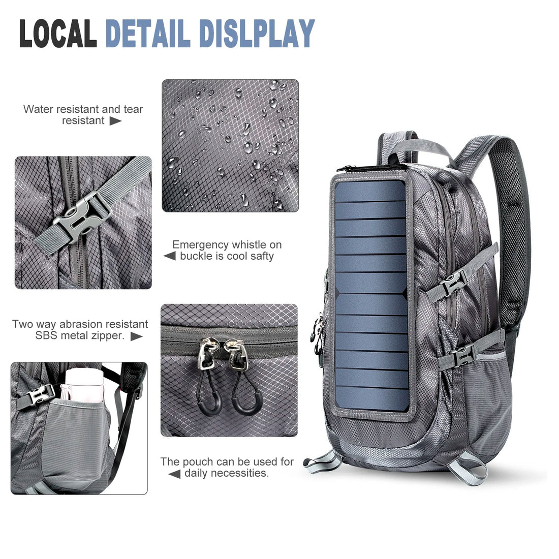Solar Backpack Foldable Hiking Daypack - SunTweet