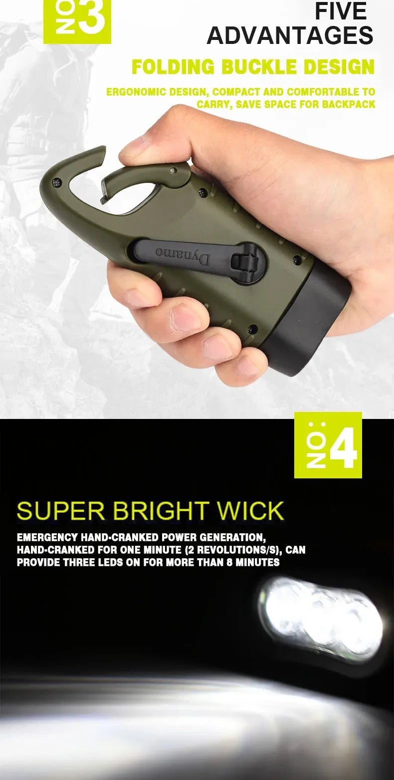 Solar Hand Crank LED Flashlight | Emergency Torch for Camping &amp; Outdoor - SunTweet