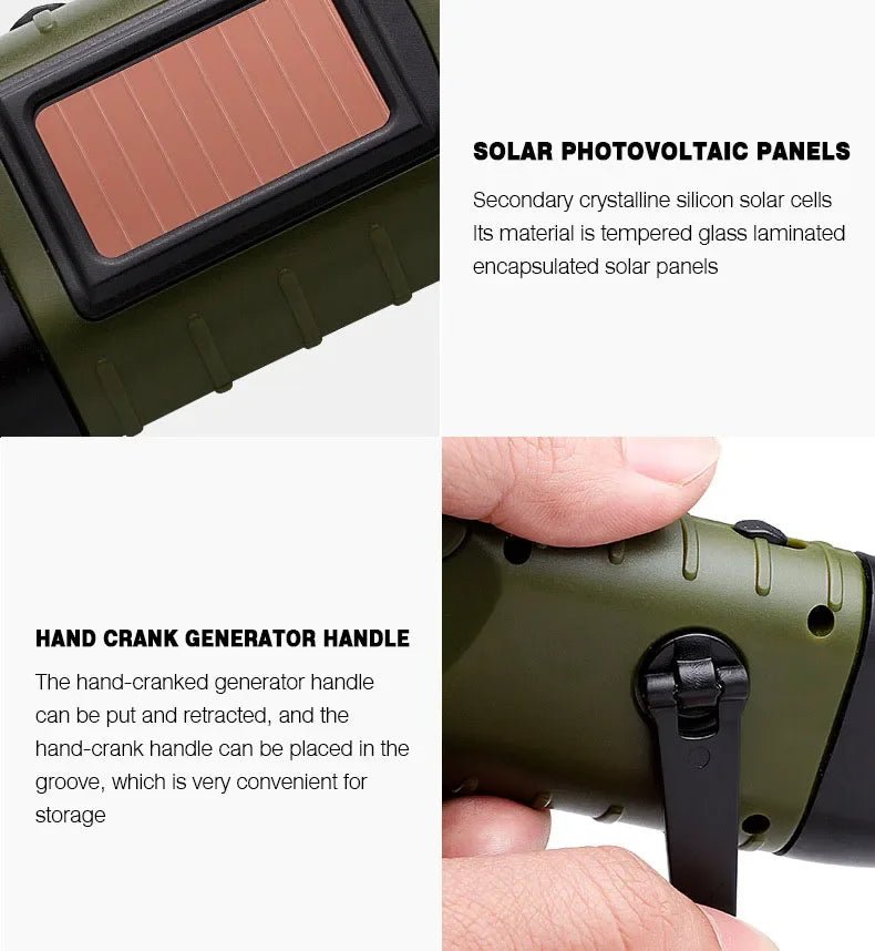 Solar Hand Crank LED Flashlight | Emergency Torch for Camping &amp; Outdoor - SunTweet