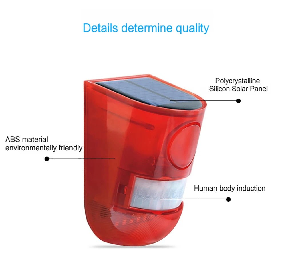 Solar Infrared Burglar Alarm | Outdoor Motion Sensor Strobe Siren Security System - SunTweet