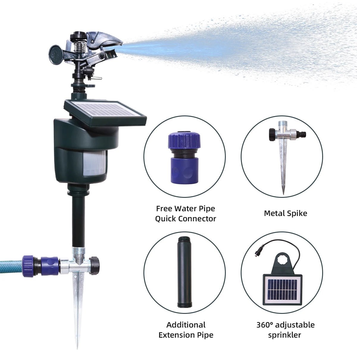 Solar Motion Sensor Sprinkler | Eco - Friendly Animal &amp; Bird Repeller - SunTweet