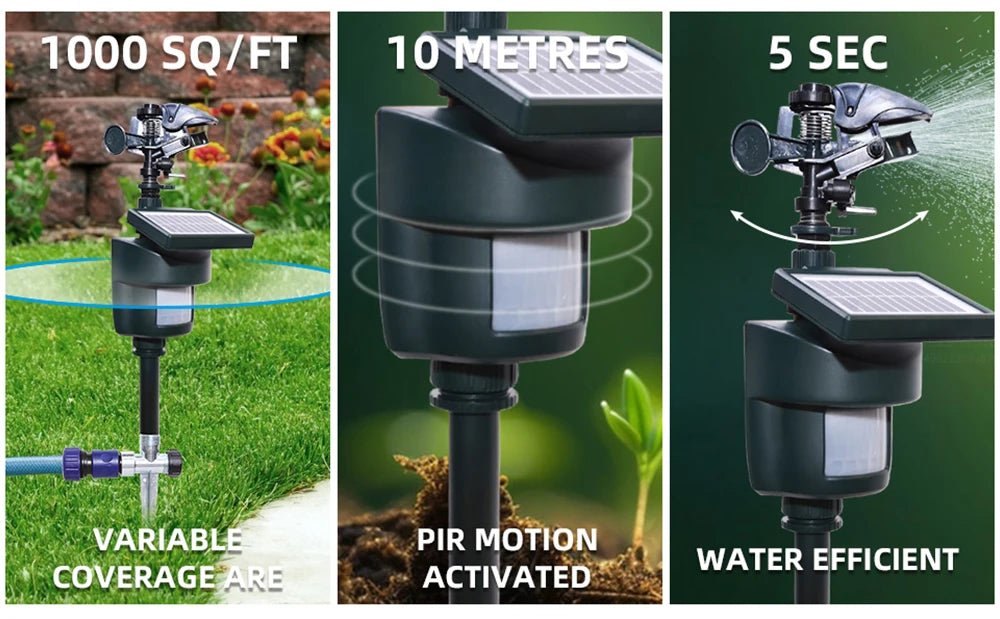 Solar Motion Sensor Sprinkler | Eco - Friendly Animal &amp; Bird Repeller - SunTweet