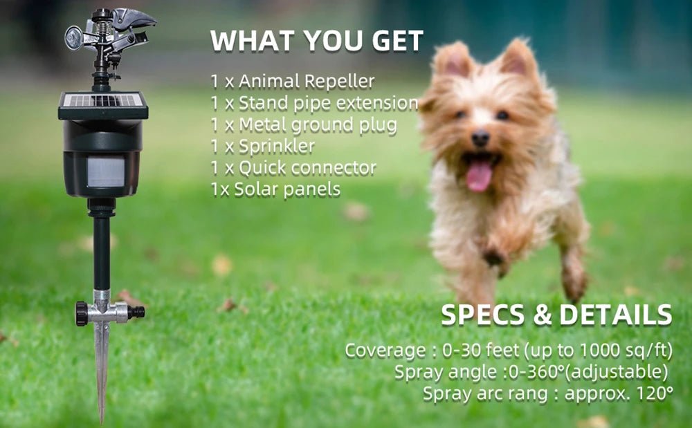 Solar Motion Sensor Sprinkler | Eco - Friendly Animal &amp; Bird Repeller - SunTweet