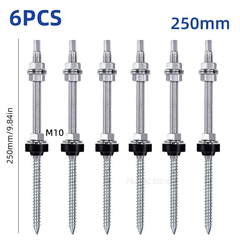 Solar Panel Roof Hanger Bolts, M10 304 Stainless Steel, 4 or 6 Pieces - SunTweet