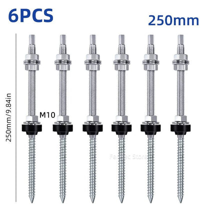 Solar Panel Roof Hanger Bolts, M10 304 Stainless Steel, 4 or 6 Pieces - SunTweet