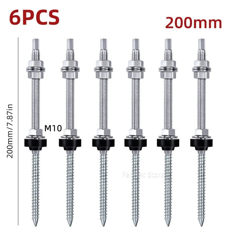 Solar Panel Roof Hanger Bolts, M10 304 Stainless Steel, 4 or 6 Pieces - SunTweet