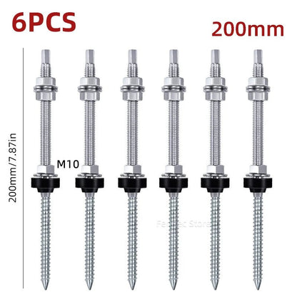 Solar Panel Roof Hanger Bolts, M10 304 Stainless Steel, 4 or 6 Pieces - SunTweet