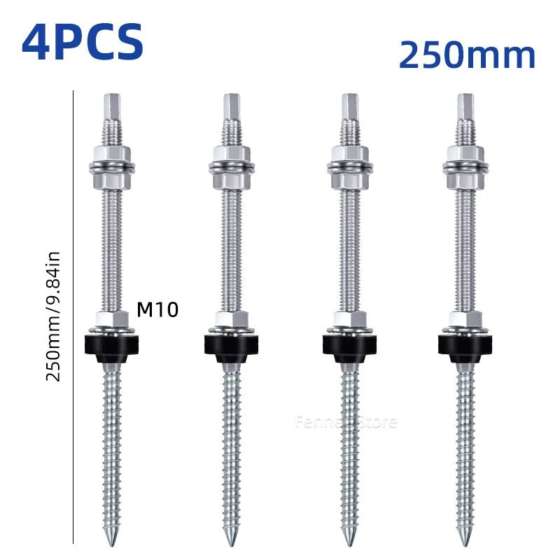 Solar Panel Roof Hanger Bolts, M10 304 Stainless Steel, 4 or 6 Pieces - SunTweet