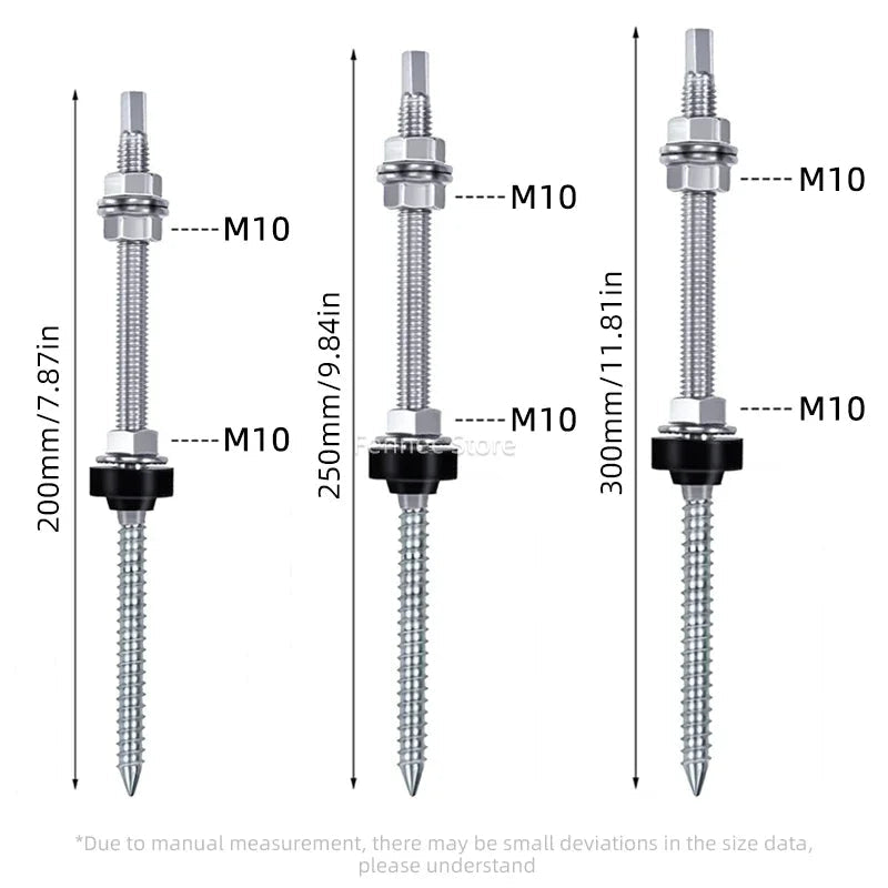 Solar Panel Roof Hanger Bolts, M10 304 Stainless Steel, 4 or 6 Pieces - SunTweet