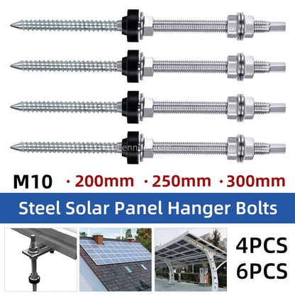 Solar Panel Roof Hanger Bolts, M10 304 Stainless Steel, 4 or 6 Pieces - SunTweet