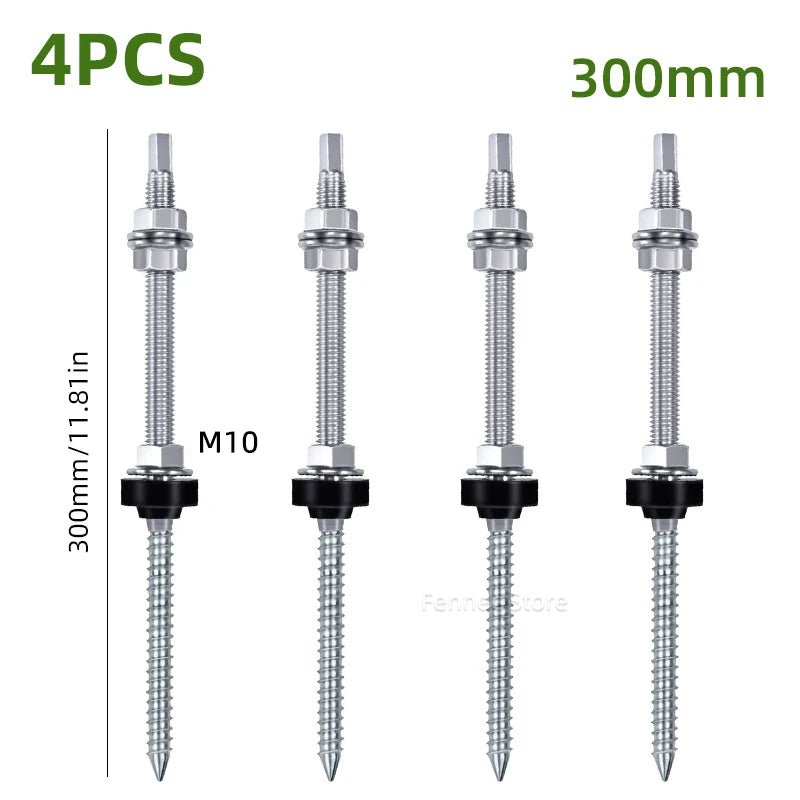 Solar Panel Roof Hanger Bolts, M10 304 Stainless Steel, 4 or 6 Pieces - SunTweet