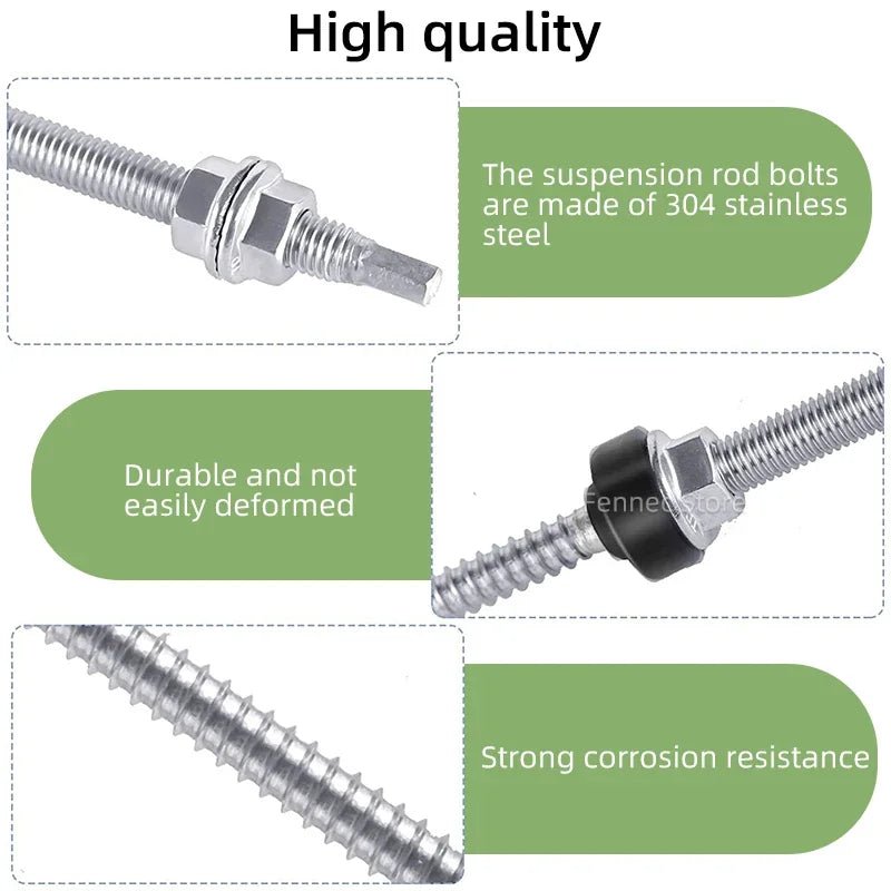 Solar Panel Roof Hanger Bolts, M10 304 Stainless Steel, 4 or 6 Pieces - SunTweet