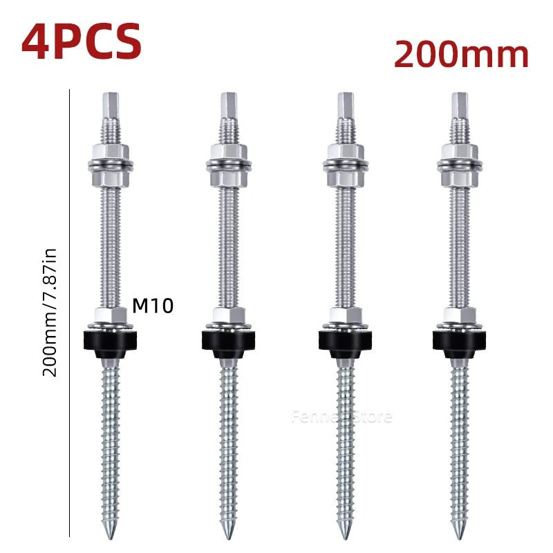 Solar Panel Roof Hanger Bolts, M10 304 Stainless Steel, 4 or 6 Pieces - SunTweet