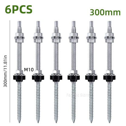 Solar Panel Roof Hanger Bolts, M10 304 Stainless Steel, 4 or 6 Pieces - SunTweet