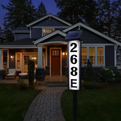 Solar Powered House Number Sign | LED Address Plaque with Pole Mount - SunTweet