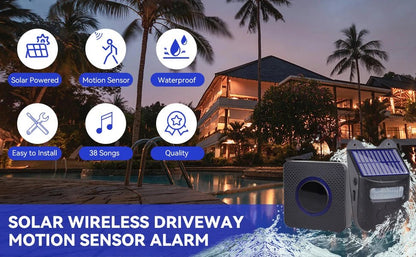 Solar Powered Wireless Driveway Alarm | 600ft Motion Sensor Alert - SunTweet