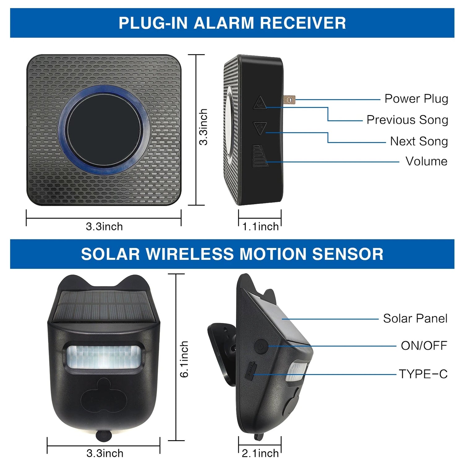 Solar Powered Wireless Driveway Alarm | 600ft Motion Sensor Alert - SunTweet