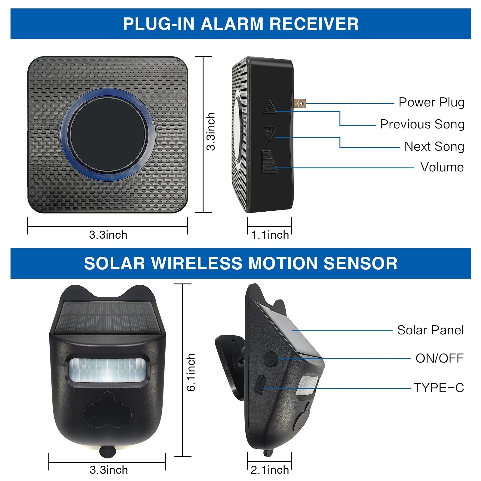 Solar Powered Wireless Driveway Alarm | 600ft Motion Sensor Alert - SunTweet