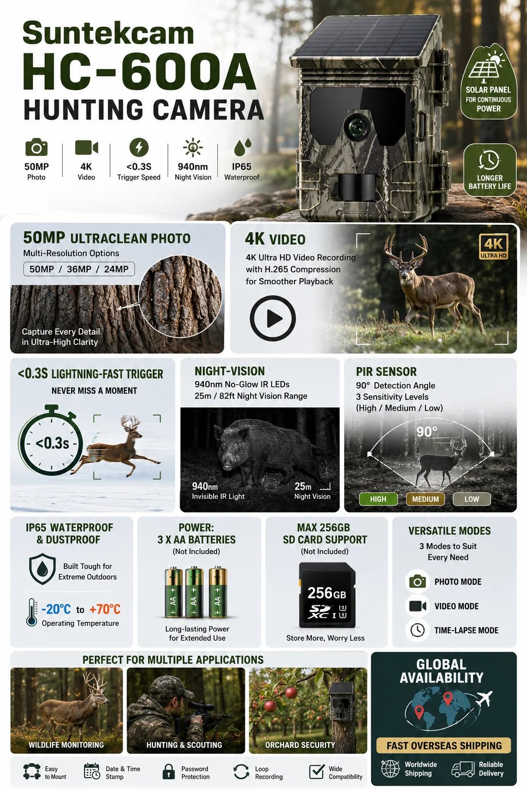Solar Trail Camera | Motion-Activated Wildlife &amp; Night Vision - SunTweet