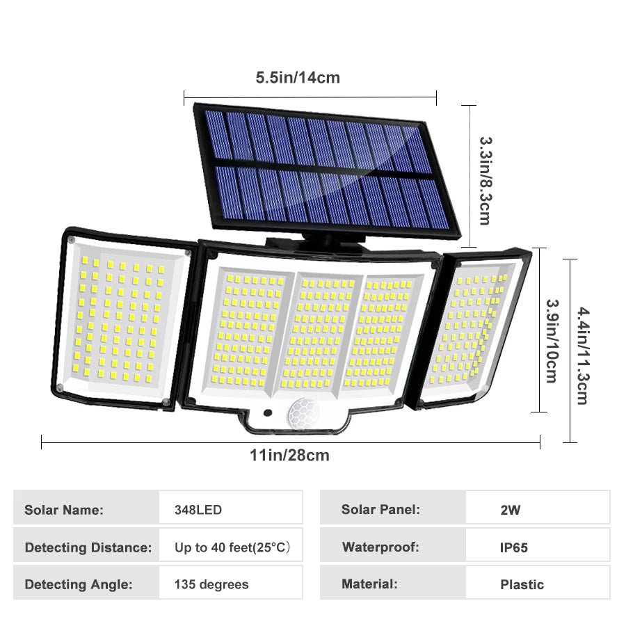 Solar Wall Light 328/348 LED | Super Bright Motion Sensor Outdoor Security Light - SunTweet