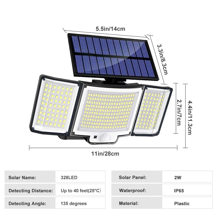 Solar Wall Light 328/348 LED | Super Bright Motion Sensor Outdoor Security Light - SunTweet
