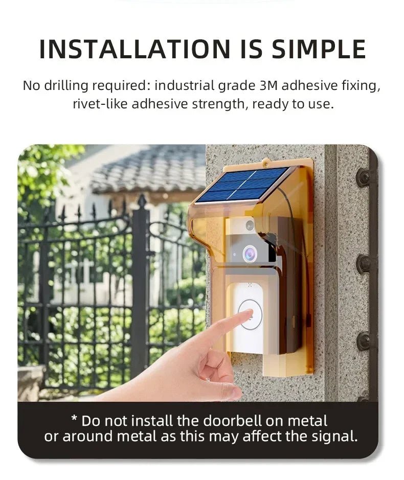 Solar Wireless Video Doorbell | WiFi Smart Door Camera with Intercom &amp; Peephole - SunTweet