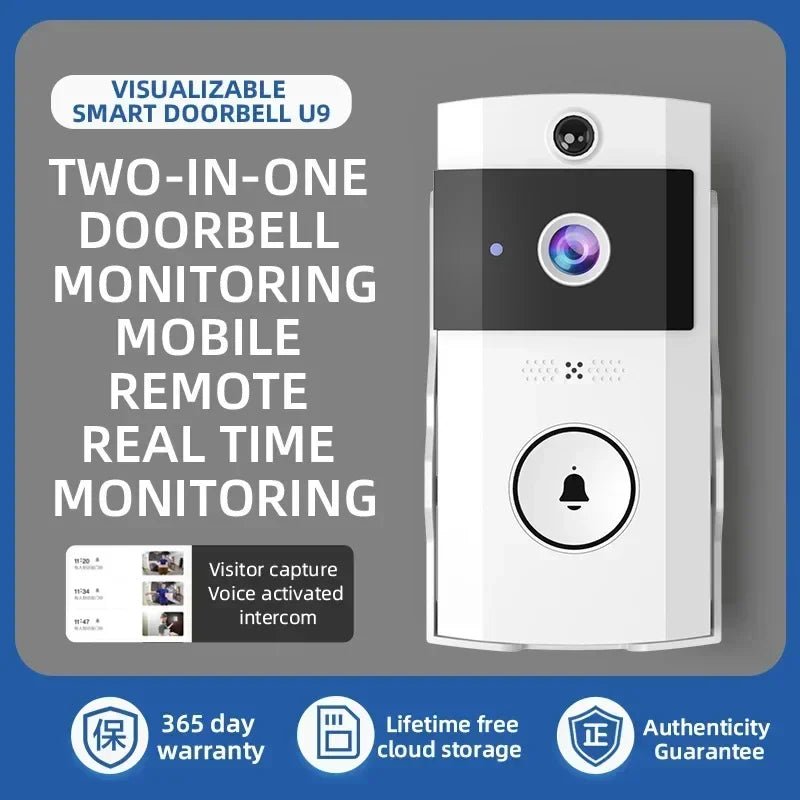 Solar Wireless Video Doorbell | WiFi Smart Door Camera with Intercom &amp; Peephole - SunTweet