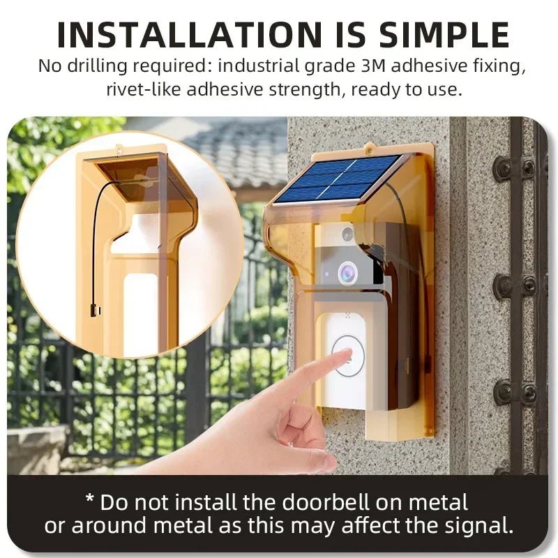 Solar Wireless Video Doorbell | WiFi Smart Door Camera with Intercom &amp; Peephole - SunTweet