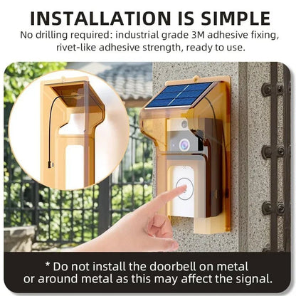 Solar Wireless Video Doorbell | WiFi Smart Door Camera with Intercom &amp; Peephole - SunTweet