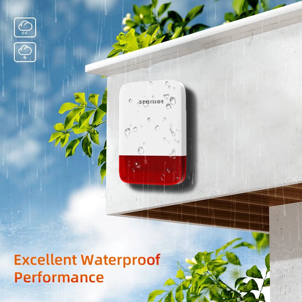 Staniot Wireless Strobe Siren 120dB | Solar Powered Indoor &amp; Outdoor Alarm - SunTweet