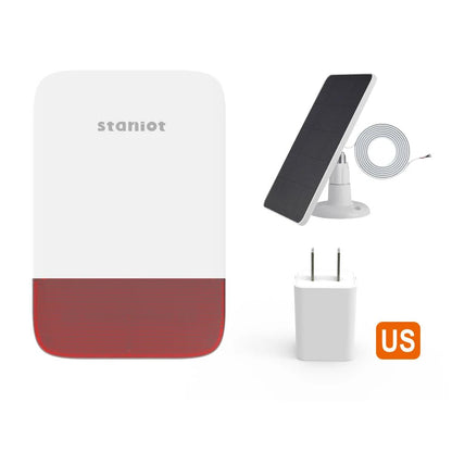 Staniot Wireless Strobe Siren 120dB | Solar Powered Indoor &amp; Outdoor Alarm - SunTweet