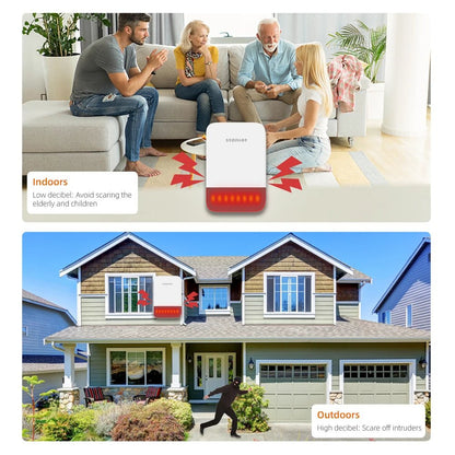 Staniot Wireless Strobe Siren 120dB | Solar Powered Indoor &amp; Outdoor Alarm - SunTweet