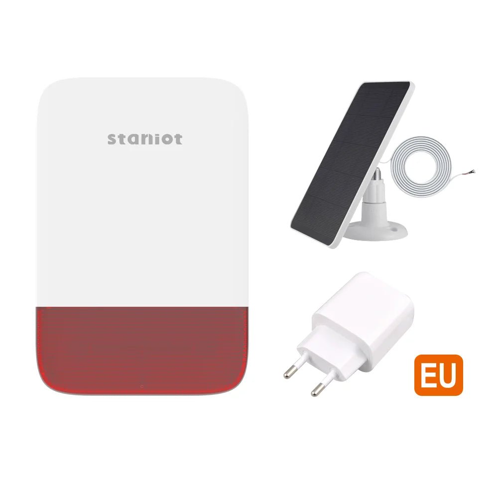 Staniot Wireless Strobe Siren 120dB | Solar Powered Indoor &amp; Outdoor Alarm - SunTweet