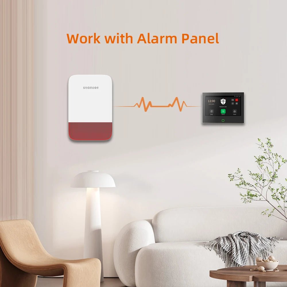 Staniot Wireless Strobe Siren 120dB | Solar Powered Indoor &amp; Outdoor Alarm - SunTweet