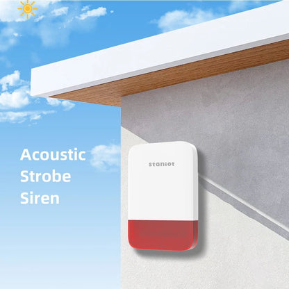 Staniot Wireless Strobe Siren 120dB | Solar Powered Indoor &amp; Outdoor Alarm - SunTweet