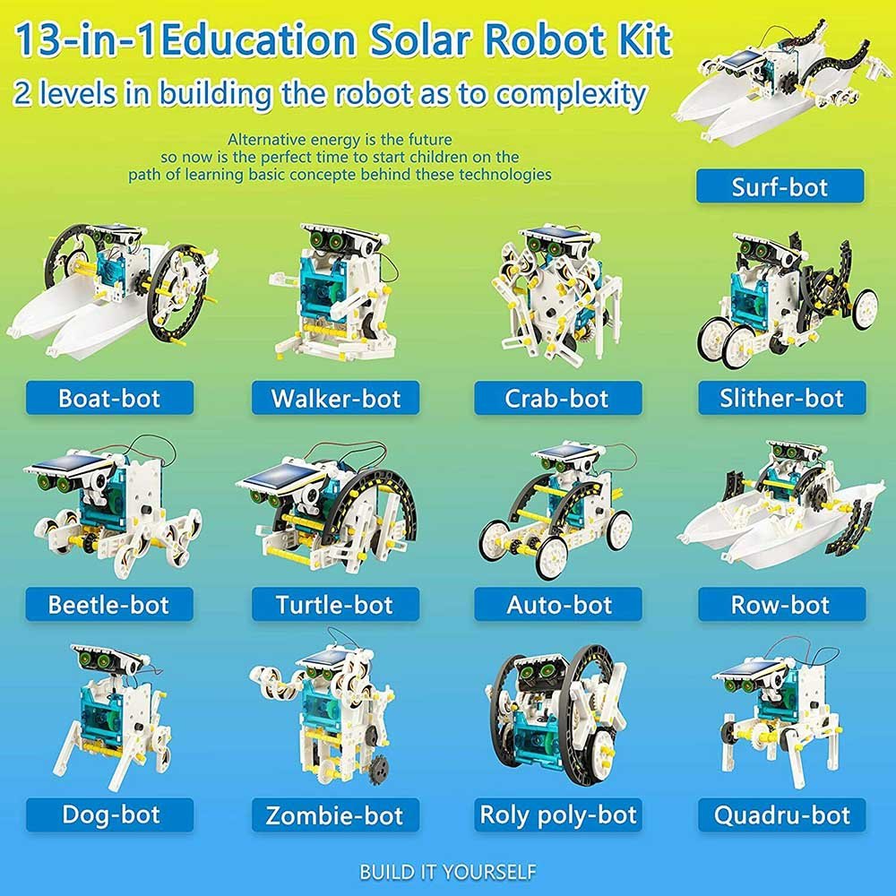 STEM 13 - in - 1 Solar Robot Kit | DIY Science Toy for Kids Age 8 - 12 - SunTweet