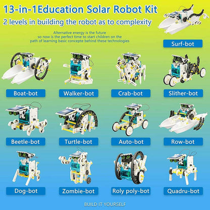 STEM 13 - in - 1 Solar Robot Kit | DIY Science Toy for Kids Age 8 - 12 - SunTweet